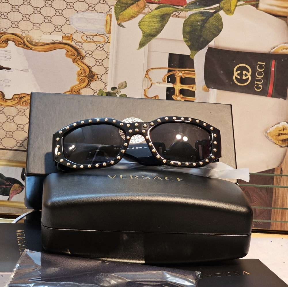 Versace Black Studded Sunglasses - Picture 11 of 15